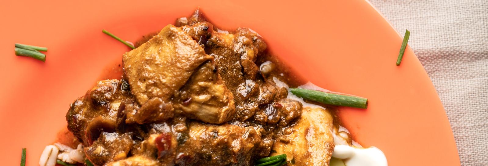 Kylling tikka masala med purløg